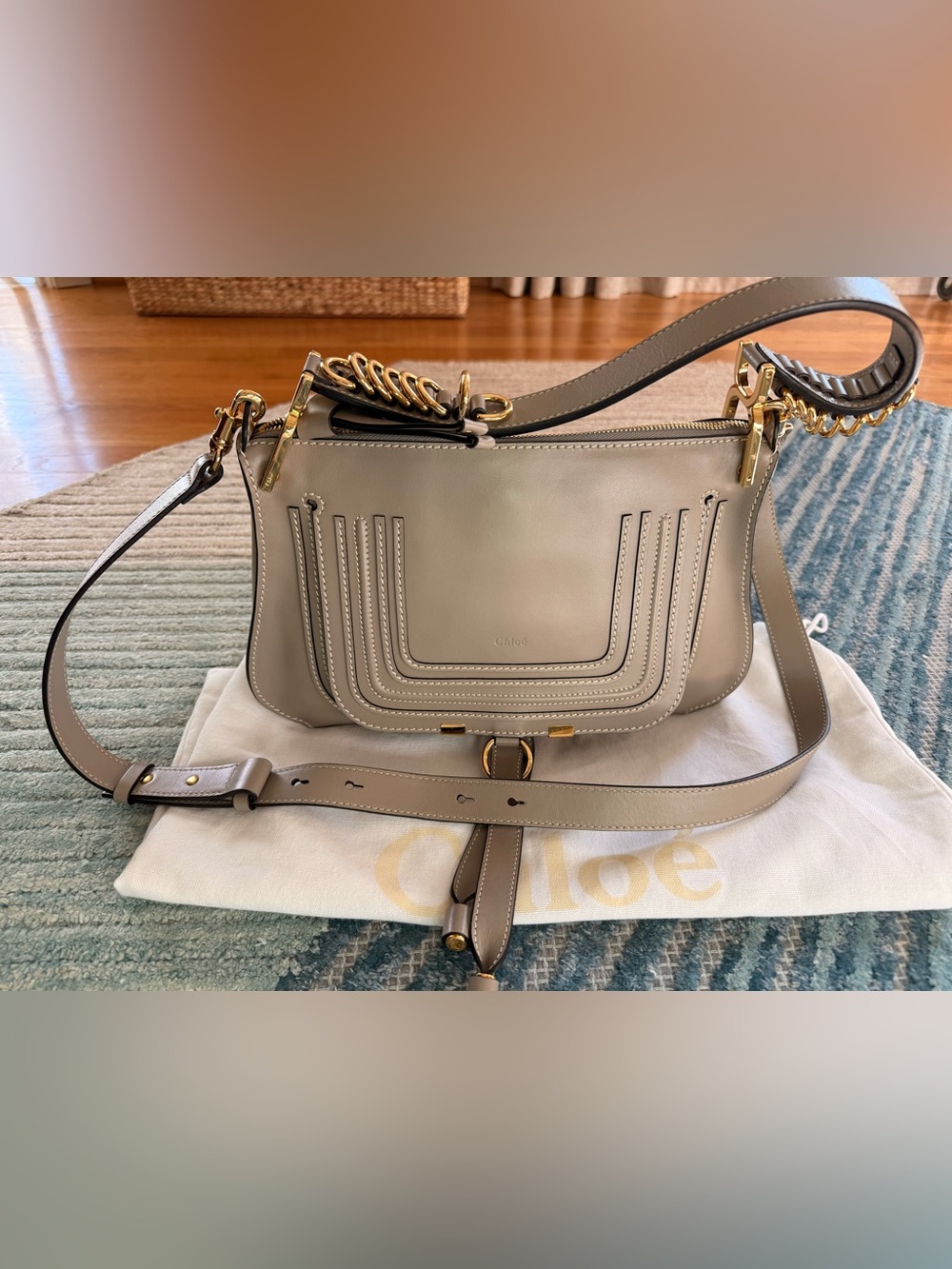 Chloe Marcie Medium Satchel in Motty Gray. Small scuff on back.